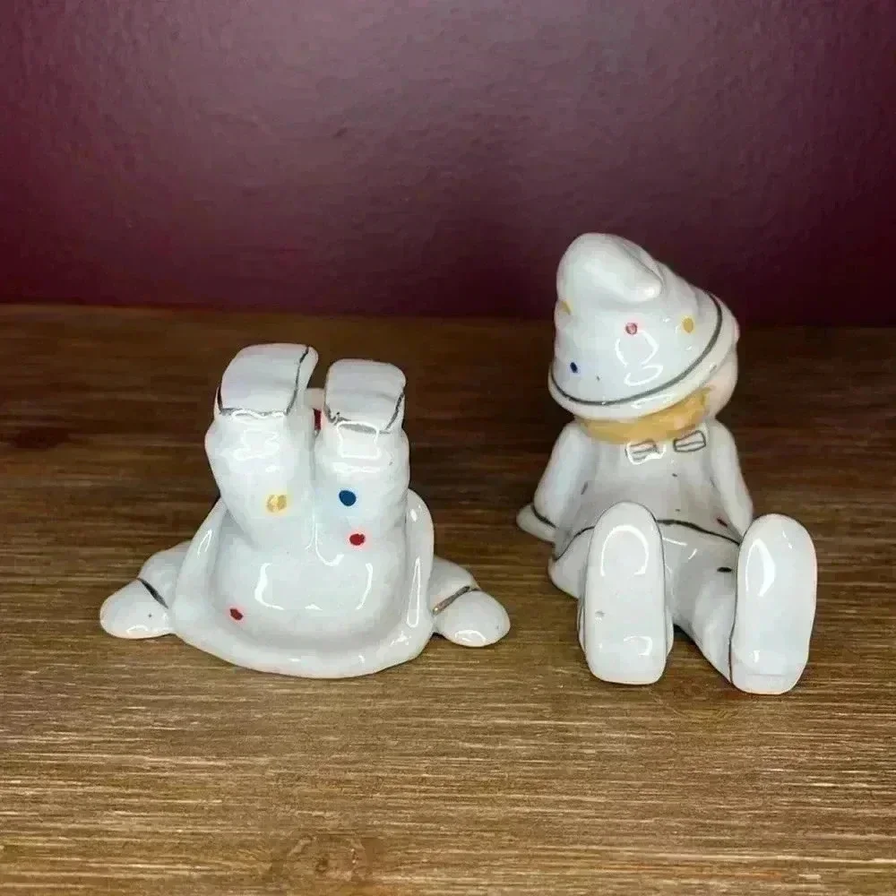 Kitschy Vintage Tumbling Silly Clown Figurines 2.5” Set of 2